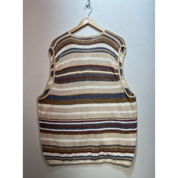Vintage Concrete Womens Button Up Vest Sweater Size XL Brown Knitted Striped Y2K - Picture 8 of 11